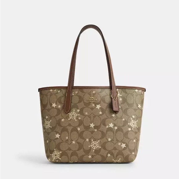Coach Handbags - Coach Mini City Tote In Signature Canvas With Star And Snowflake Print New